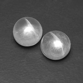 Clear White Quartz Cat's Eye Gem - 4.8ct Round Cabochon (ID: 361649)