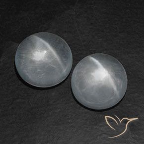 12.80 ctw White Quartz Cat's Eye Stones, Natural Quartz Cat's Eye in Round Cabochon Shape for Sale
