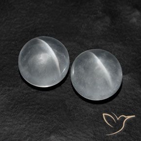 Quartz Cat's Eye Gemstones in 10 mm (calibrated) Size for Sale, Quartz Cat's Eye Stones in Clear White Color