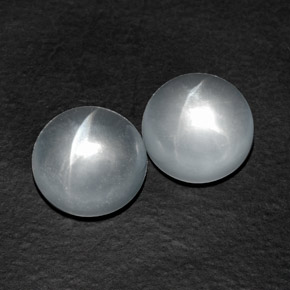 Clear White Quartz Cat's Eye Gem - 5.9ct Round Cabochon (ID: 361856)