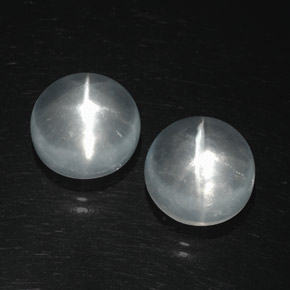 13.80 ct White Quartz Cat's Eye Stone, Natural Quartz Cat's Eye in Round Cabochon Shape for Sale