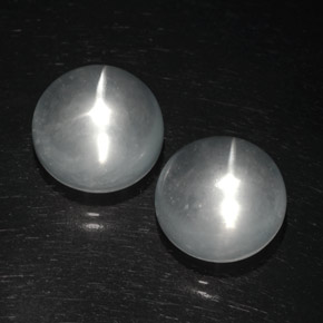 16.66 ctw White Quartz Cat's Eye Stones, Natural Quartz Cat's Eye in Round Cabochon Shape for Sale