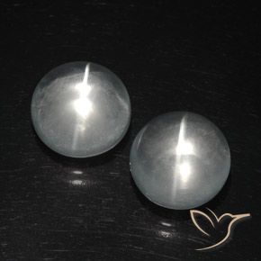 12.31 ctw White Quartz Cat's Eye Stones, Natural Quartz Cat's Eye in Round Cabochon Shape for Sale