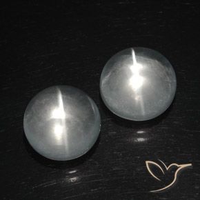 Quartz Cat's Eye Gemstones in 11 mm (calibrated) Size for Sale, Quartz Cat's Eye Stones in Clear White Color