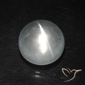 8.36 ct White Quartz Cat's Eye Stone, Natural Quartz Cat's Eye in Round Cabochon Shape for Sale