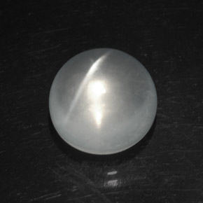 Clear White Quartz Cat's Eye Gem - 8.4ct Round Cabochon (ID: 369512)