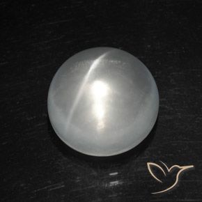 Cuarzo Ojo de Gato Blanco Cabujón Redondo de 8.93 ct de India, dimensión 12,3mm, piedra preciosa natural No tratado, claridad Transparente, Cuarzo Ojo de Gato de 1 pieza en color Blanco, dureza Mohs de 7 Adecuado para joyas de uso diario, Photo A