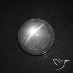 7.98 ct White Quartz Cat's Eye Stone, Natural Quartz Cat's Eye in Round Cabochon Shape for Sale