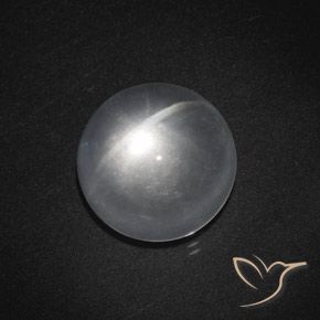 7.50 ct White Quartz Cat's Eye Stone, Natural Quartz Cat's Eye in Round Cabochon Shape for Sale