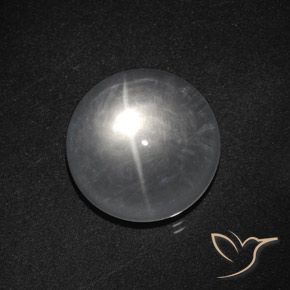 8.92 ct White Quartz Cat's Eye Stone, Natural Quartz Cat's Eye in Round Cabochon Shape for Sale