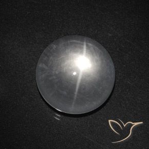 Quartz Cat's Eye Gemstone in 13 mm (calibrated) Size for Sale, Quartz Cat's Eye Stone in Clear White Color