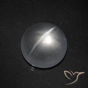 Cuarzo Ojo de Gato Blanco Cabujón Redondo de 12,8mm de India, peso de 8.13 ct, piedra preciosa natural No tratado en claridad Transparente, Cuarzo Ojo de Gato de 1 pieza - Color: Blanco claro, dureza Mohs de 7 Adecuado para joyas de uso diario, Photo A