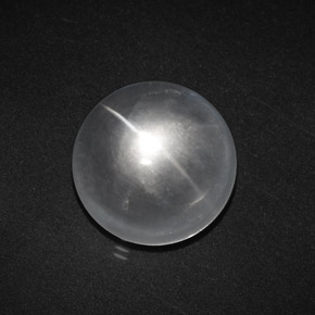 Clear White Quartz Cat's Eye Gem - 8.9ct Round Cabochon (ID: 369722)