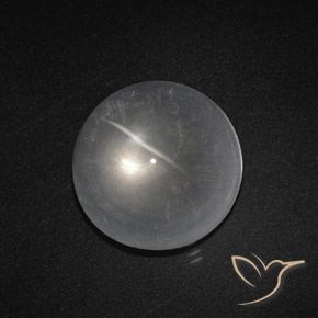 8.70 ct White Quartz Cat's Eye Stone, Natural Quartz Cat's Eye in Round Cabochon Shape for Sale