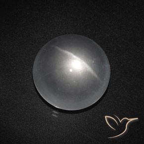 Cuarzo Ojo de Gato Cabujón Redondo de 8,43 ct de India, Dimensión 13mm, Claridad Transparente, Piedra preciosa natural No tratado, 1 pieza de Cuarzo Ojo de Gato en color Blanco claro, Dureza Mohs de 7 Adecuado para joyas de uso diario, Photo A