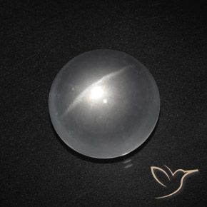 8.43 ct White Quartz Cat's Eye Stone, Natural Quartz Cat's Eye in Round Cabochon Shape for Sale