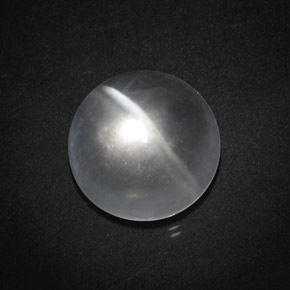 8.56 ct White Quartz Cat's Eye Stone, Natural Quartz Cat's Eye in Round Cabochon Shape for Sale