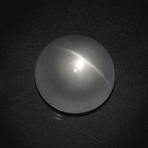 Clear White Quartz Cat's Eye Gem - 8.9ct Round Cabochon (ID: 369728)
