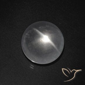 Cuarzo Ojo de Gato Blanco Cabujón Redondo de 12,1mm de India, peso de 8.5ct, piedra preciosa No tratado de forma natural en claridad Transparente, Cuarzo Ojo de Gato de 1 pieza: el color es Blanco claro, dureza Mohs de 7 Adecuado para joyas de uso diario, Photo A