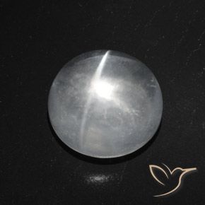 Cuarzo Ojo de Gato Blanco Cabujón Redondo de 11,9mm de India, peso de 7.71ct, piedra preciosa No tratado de forma natural en claridad Transparente, Cuarzo Ojo de Gato de 1 pieza: el color es Blanco claro, dureza Mohs de 7 Adecuado para joyas de uso diario, Photo A
