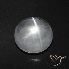 7.71 ct White Quartz Cat's Eye Stone, Natural Quartz Cat's Eye in Round Cabochon Shape for Sale