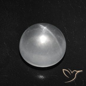 Cuarzo Ojo de Gato Blanco claro Circular de 7.03 ct de India, dimensión 11,6mm, piedra preciosa natural No tratado, claridad Transparente, Cuarzo Ojo de Gato Cabujón Redondo de 1 pieza, dureza de Mohs de 7 Adecuado para joyas de uso diario , Photo A