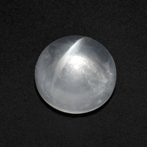 7.45 ct White Quartz Cat's Eye Gemstone, Quartz Cat's Eye Gem in Round Cabochon Shape for Sale.