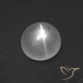 Quartz Cat's Eye Gemstone in 12 mm (calibrated) Size for Sale, Quartz Cat's Eye Stone in Clear White Color