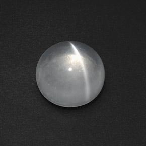 Clear White Quartz Cat's Eye Gem - 7.7ct Round Cabochon (ID: 370180)