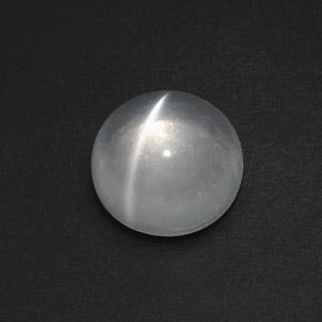 7.73 ct White Quartz Cat's Eye Stone, Natural Quartz Cat's Eye in Round Cabochon Shape for Sale
