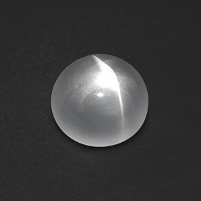 Clear White Quartz Cat's Eye Gem - 7.4ct Round Cabochon (ID: 370181)