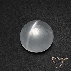 7.79 ct White Quartz Cat's Eye Stone, Natural Quartz Cat's Eye in Round Cabochon Shape for Sale