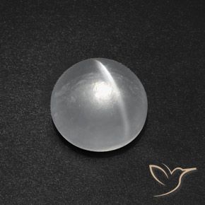 Quartz Cat's Eye Gemstone in 12 mm (calibrated) Size for Sale, Quartz Cat's Eye Stone in Clear White Color