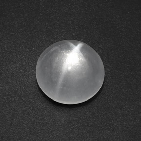 Clear White Quartz Cat's Eye Gem - 7.6ct Round Cabochon (ID: 370185)