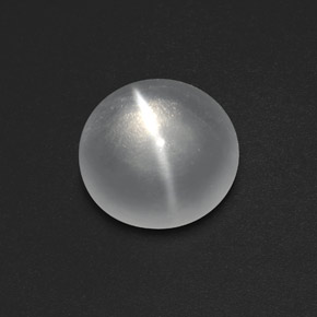 7.86 ct White Quartz Cat's Eye Stone, Natural Quartz Cat's Eye in Round Cabochon Shape for Sale
