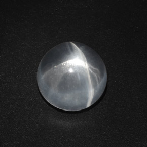 5.50 ct White Quartz Cat's Eye Gemstone, Quartz Cat's Eye Gem in Round Cabochon Shape for Sale.