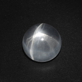 5.50 ct White Quartz Cat's Eye Stone, Natural Quartz Cat's Eye in Round Cabochon Shape for Sale