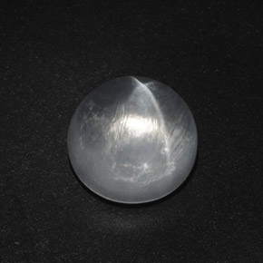 5.93 ct White Quartz Cat's Eye Gemstone, Quartz Cat's Eye Gem in Round Cabochon Shape for Sale.