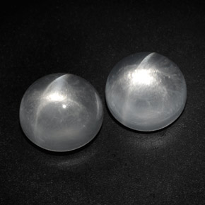 13.51 ctw White Quartz Cat's Eye Stones, Natural Quartz Cat's Eye in Round Cabochon Shape for Sale