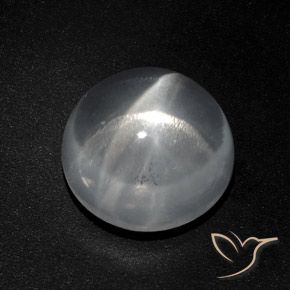 Cuarzo Ojo de Gato Blanco Cabujón Redondo de 12,8mm de India, peso de 9.4 ct, piedra preciosa natural No tratado en claridad Transparente, Cuarzo Ojo de Gato de 1 pieza - Color: Blanco claro, dureza Mohs de 7 Adecuado para joyas de uso diario, Photo A
