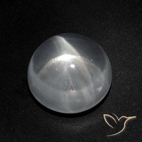 9.40 ct White Quartz Cat's Eye Stone, Natural Quartz Cat's Eye in Round Cabochon Shape for Sale