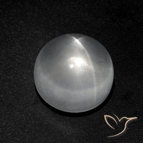 Clear White Quartz Cat's Eye Gem - 9.1ct Round Cabochon (ID: 370243)