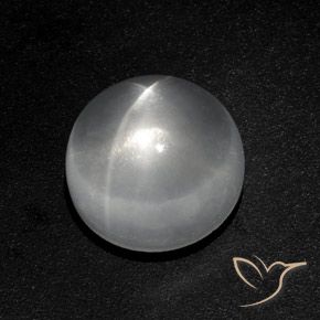 9.05 ct White Quartz Cat's Eye Stone, Natural Quartz Cat's Eye in Round Cabochon Shape for Sale