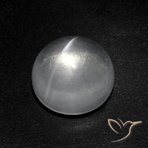 7.77 ct White Quartz Cat's Eye Stone, Natural Quartz Cat's Eye in Round Cabochon Shape for Sale