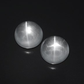 Quartz Cat's Eye Gemstone in 10 mm (calibrated) Size for Sale, Quartz Cat's Eye Stone in White Color