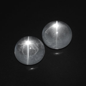 8.51 ct White Quartz Cat's Eye Stone, Natural Quartz Cat's Eye in Round Cabochon Shape for Sale