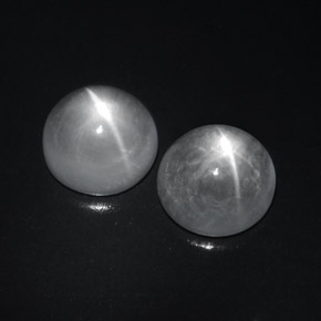 8.46 ctw White Quartz Cat's Eye Gemstones, Quartz Cat's Eye Gems in Round Cabochon Shape for Sale.