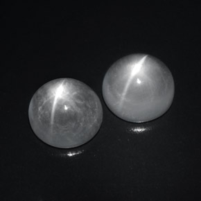 8.46 ctw White Quartz Cat's Eye Stones, Natural Quartz Cat's Eye in Round Cabochon Shape for Sale