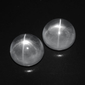 9.41 ctw White Quartz Cat's Eye Stones, Natural Quartz Cat's Eye in Round Cabochon Shape for Sale