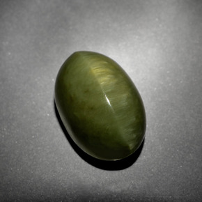 10.21 ct Green Quartz Cat's Eye Stone, Natural Quartz Cat's Eye in Oval Cabochon Shape for Sale